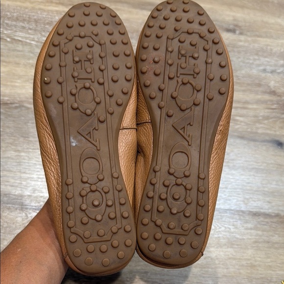 COACH FREDRICA Size 8B Loafers Pebbled Leather Tan Moccasins Slip On Flats - Picture 9 of 9